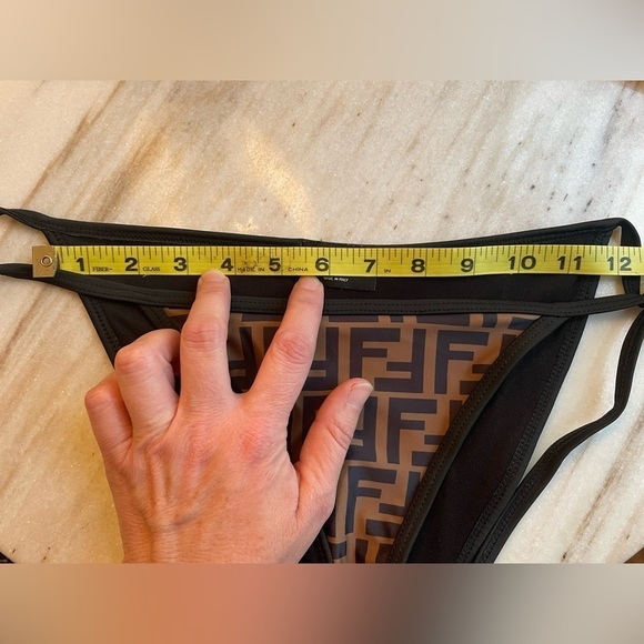 FENDI bikini bottom ONLY string branding sz small brown with black design - Picture 6 of 6